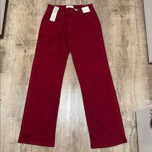 BAMBOO Women's Corduroy Jeans in Deep Red